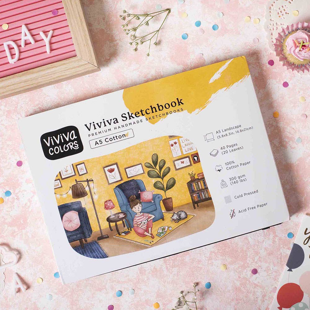Sketchbook - A5 Cotton - 100% cotton handmade paper