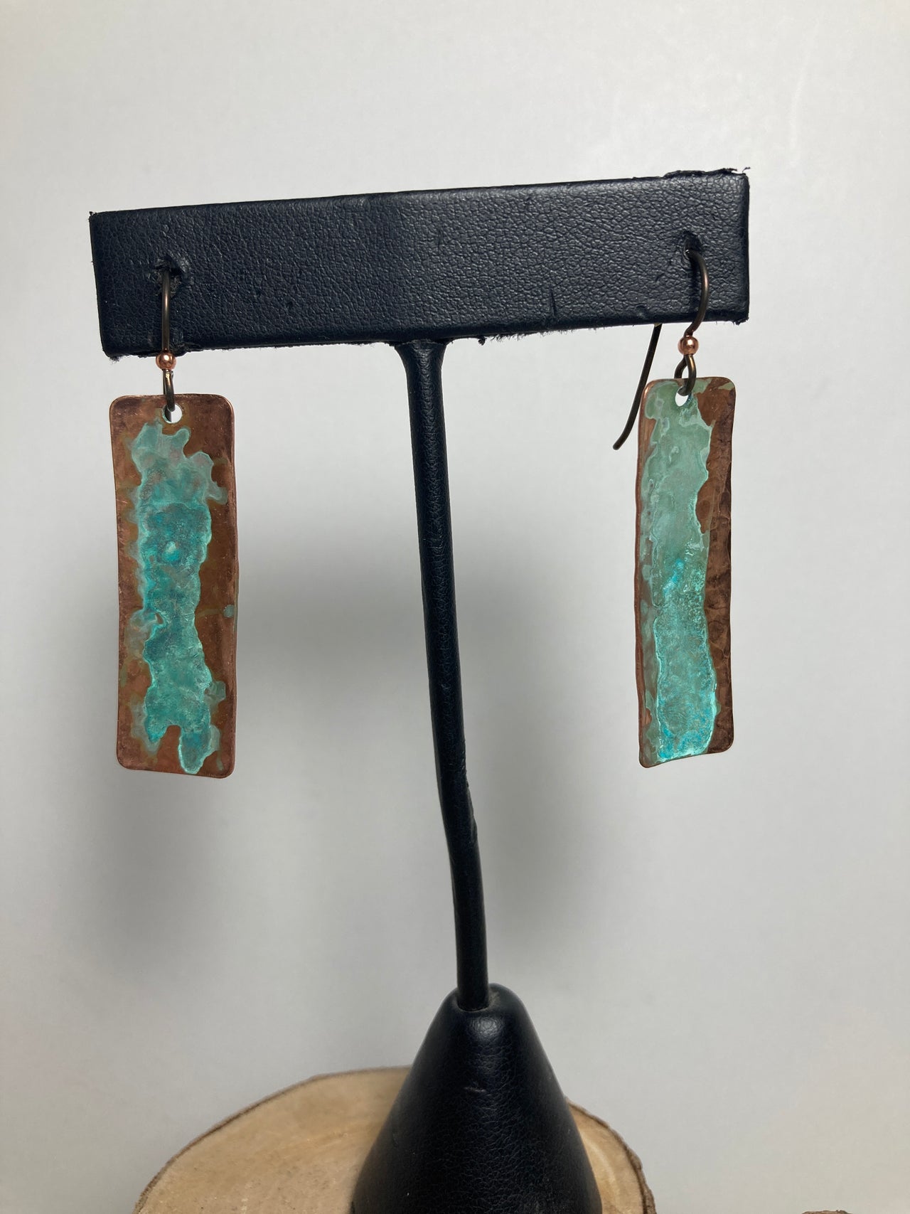 Copper Patina Medium Skinny Bar Earrings II