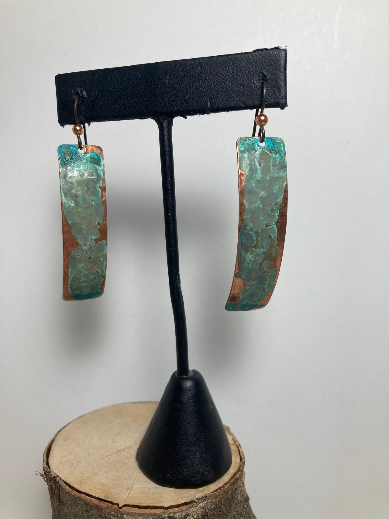 Copper Patina Large Skinny Bar Earrings I
