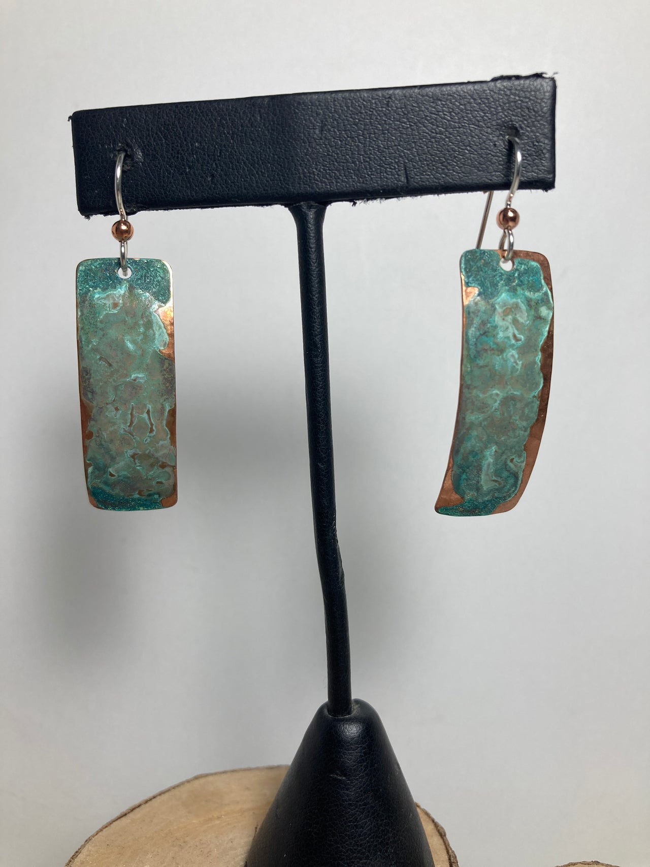 Copper Patina Medium Skinny Bar Earrings I