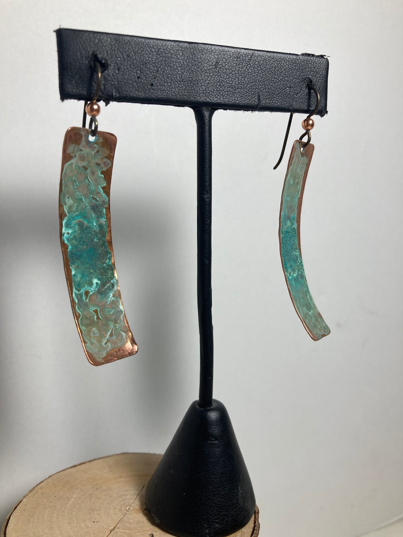Copper Patina Large Skinny Bar Earrings II