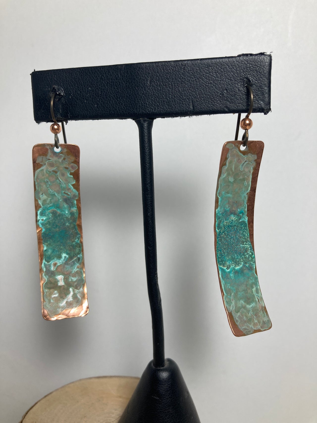 Copper Patina Large Skinny Bar Earrings II