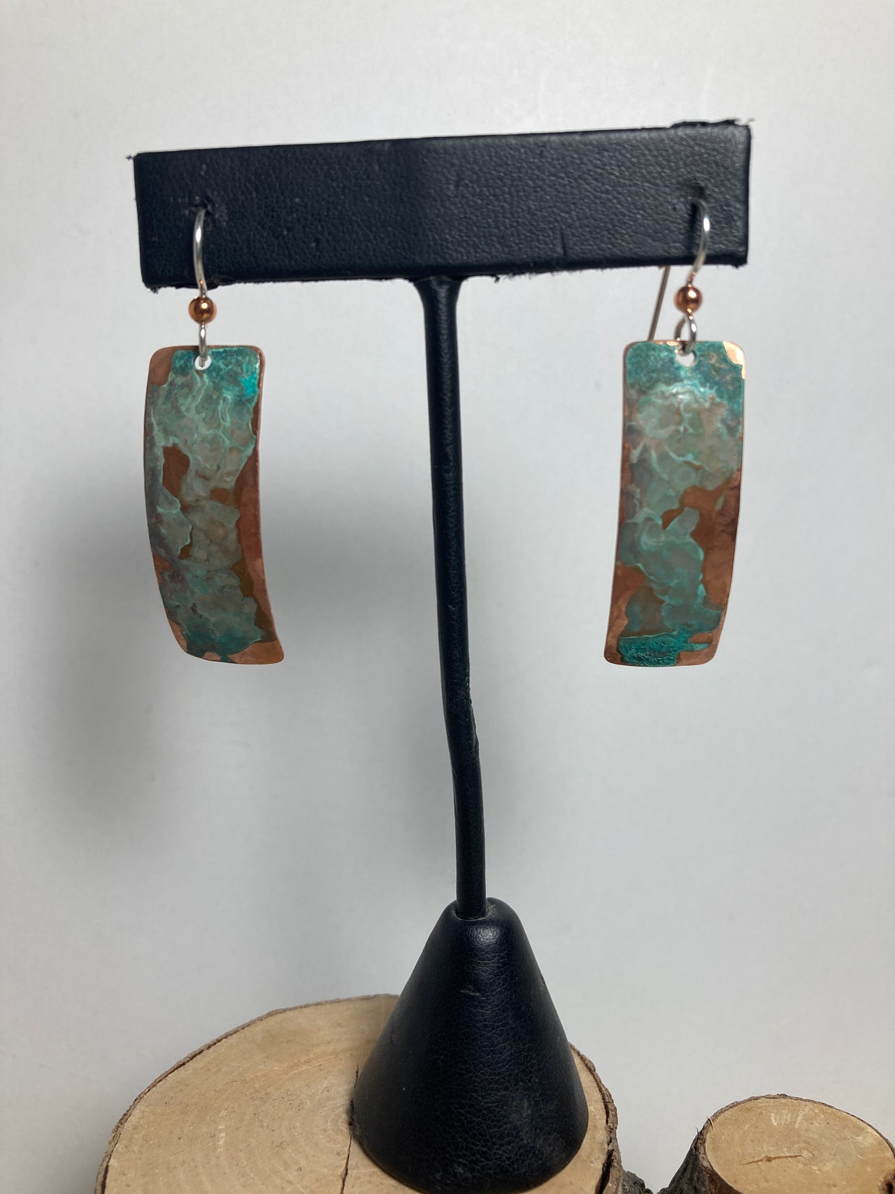 Copper Patina Medium Skinny Bar Earrings I