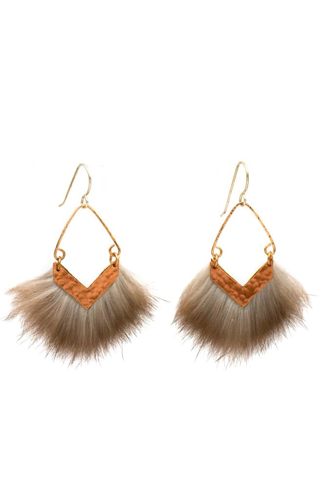 Mini Reverse Deep V Sea Otter Fur Earring